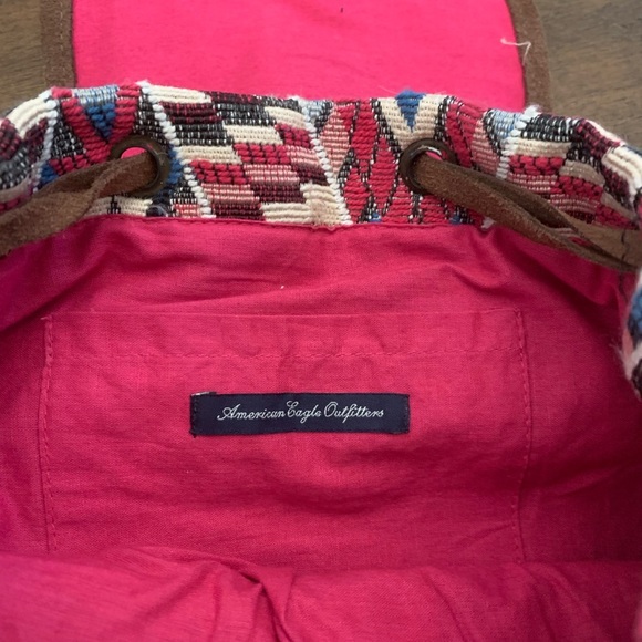 American Eagle Backpack Pink Aztec Western Pattern Style Bag Brown - Picture 3 of 4